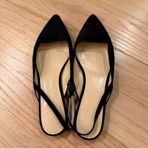 EVERLANE The Editor Slingback (Black Suede), Size 7